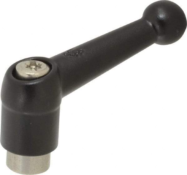 KIPP - M6 x 1.0, 13mm Hub Diam, Zinc Die Cast (Stainless Steel Components) Tapped Adjustable Clamping Lever - 46mm OAL, 32.5mm High, 9mm Hole Depth - USA Tool & Supply