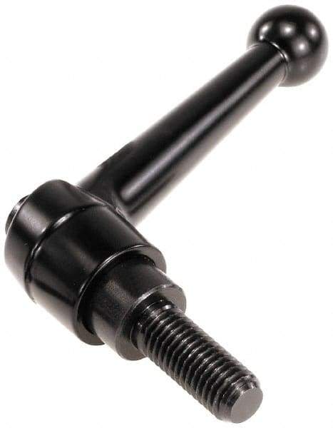 KIPP - M10 x 1.5, 18mm Hub Diam, Zinc Die Cast (Steel Components) Metric Threaded Stud Adjustable Clamping Lever - 60mm Stud Length, 73mm OAL, 45.5mm High - USA Tool & Supply