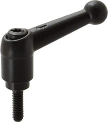 KIPP - #10-24, 13mm Hub Diam, Zinc Die Cast (Steel Components) Threaded Stud Adjustable Clamping Lever - 0.59" Stud Length, 46mm OAL, 32.5mm High - USA Tool & Supply
