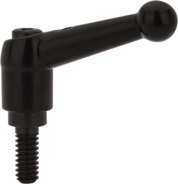 KIPP - 1/4-20, 13mm Hub Diam, Zinc Die Cast (Steel Components) Threaded Stud Adjustable Clamping Lever - 0.59" Stud Length, 46mm OAL, 32.5mm High - USA Tool & Supply