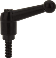 KIPP - 1/4-20, 13mm Hub Diam, Zinc Die Cast (Steel Components) Threaded Stud Adjustable Clamping Lever - 0.59" Stud Length, 46mm OAL, 32.5mm High - USA Tool & Supply