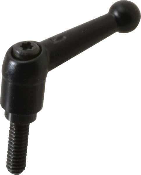 KIPP - 1/4-20, 13mm Hub Diam, Zinc Die Cast (Steel Components) Threaded Stud Adjustable Clamping Lever - 0.79" Stud Length, 46mm OAL, 32.5mm High - USA Tool & Supply
