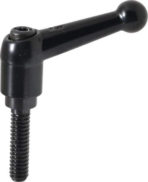 KIPP - 1/4-20, 13mm Hub Diam, Zinc Die Cast (Steel Components) Threaded Stud Adjustable Clamping Lever - 0.98" Stud Length, 46mm OAL, 32.5mm High - USA Tool & Supply