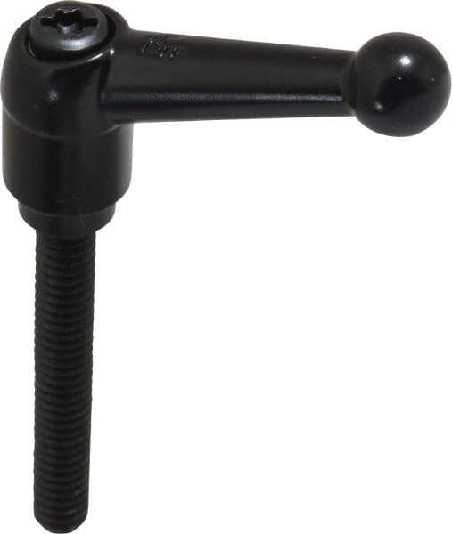 KIPP - 1/4-20, 13mm Hub Diam, Zinc Die Cast (Steel Components) Threaded Stud Adjustable Clamping Lever - 1.77" Stud Length, 46mm OAL, 32.5mm High - USA Tool & Supply