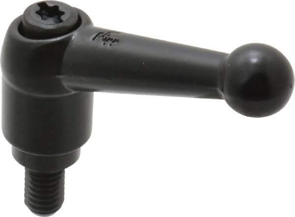 KIPP - M6 x 1.0, 13mm Hub Diam, Zinc Die Cast (Steel Components) Metric Threaded Stud Adjustable Clamping Lever - 10mm Stud Length, 46mm OAL, 32.5mm High - USA Tool & Supply