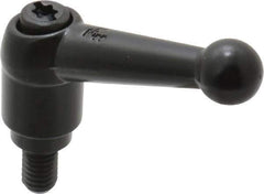 KIPP - M6 x 1.0, 13mm Hub Diam, Zinc Die Cast (Steel Components) Metric Threaded Stud Adjustable Clamping Lever - 10mm Stud Length, 46mm OAL, 32.5mm High - USA Tool & Supply