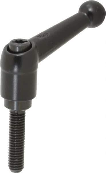 KIPP - M6 x 1.0, 13mm Hub Diam, Zinc Die Cast (Steel Components) Metric Threaded Stud Adjustable Clamping Lever - 25mm Stud Length, 46mm OAL, 32.5mm High - USA Tool & Supply