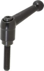 KIPP - M6 x 1.0, 13mm Hub Diam, Zinc Die Cast (Steel Components) Metric Threaded Stud Adjustable Clamping Lever - 25mm Stud Length, 46mm OAL, 32.5mm High - USA Tool & Supply
