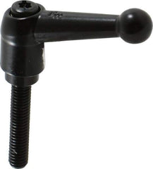 KIPP - M6 x 1.0, 13mm Hub Diam, Zinc Die Cast (Steel Components) Metric Threaded Stud Adjustable Clamping Lever - 30mm Stud Length, 46mm OAL, 32.5mm High - USA Tool & Supply