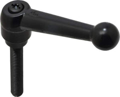 KIPP - 5/16-18, 0.71" Hub Diam, Zinc Die Cast (Steel Components) Threaded Stud Adjustable Clamping Lever - 1.97" Stud Length, 2.87" OAL, 1.79" High - USA Tool & Supply