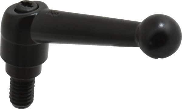 KIPP - 3/8-16, 0.71" Hub Diam, Zinc Die Cast (Steel Components) Threaded Stud Adjustable Clamping Lever - 0.59" Stud Length, 2.87" OAL, 1.79" High - USA Tool & Supply