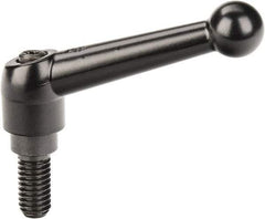 KIPP - 3/8-16, 0.71" Hub Diam, Zinc Die Cast (Steel Components) Threaded Stud Adjustable Clamping Lever - 0.79" Stud Length, 2.87" OAL, 1.79" High - USA Tool & Supply