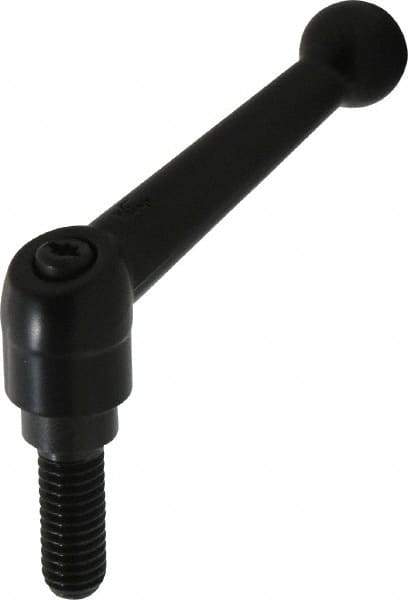 KIPP - 3/8-16, 0.71" Hub Diam, Zinc Die Cast (Steel Components) Threaded Stud Adjustable Clamping Lever - 0.98" Stud Length, 2.87" OAL, 1.79" High - USA Tool & Supply
