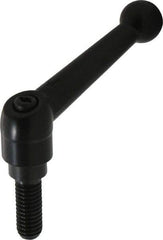 KIPP - 3/8-16, 0.71" Hub Diam, Zinc Die Cast (Steel Components) Threaded Stud Adjustable Clamping Lever - 0.98" Stud Length, 2.87" OAL, 1.79" High - USA Tool & Supply
