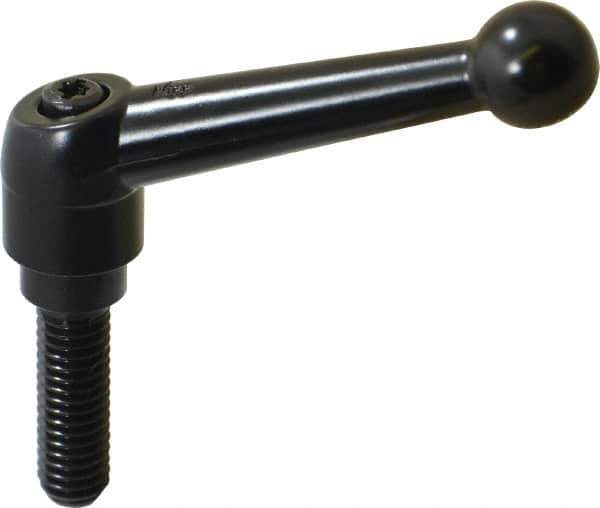 KIPP - 3/8-16, 0.71" Hub Diam, Zinc Die Cast (Steel Components) Threaded Stud Adjustable Clamping Lever - 1.18" Stud Length, 2.87" OAL, 1.79" High - USA Tool & Supply