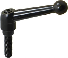 KIPP - 3/8-16, 0.71" Hub Diam, Zinc Die Cast (Steel Components) Threaded Stud Adjustable Clamping Lever - 1.18" Stud Length, 2.87" OAL, 1.79" High - USA Tool & Supply