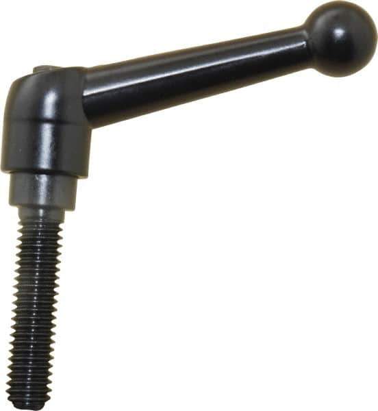 KIPP - 3/8-16, 0.71" Hub Diam, Zinc Die Cast (Steel Components) Threaded Stud Adjustable Clamping Lever - 1.57" Stud Length, 2.87" OAL, 1.79" High - USA Tool & Supply
