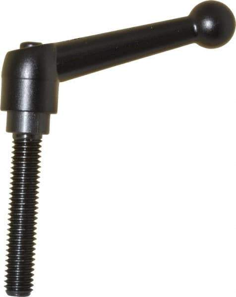 KIPP - 3/8-16, 0.71" Hub Diam, Zinc Die Cast (Steel Components) Threaded Stud Adjustable Clamping Lever - 1.97" Stud Length, 2.87" OAL, 1.79" High - USA Tool & Supply