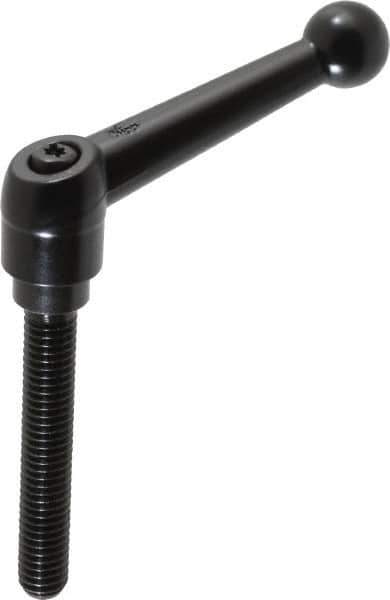 KIPP - 3/8-16, 0.71" Hub Diam, Zinc Die Cast (Steel Components) Threaded Stud Adjustable Clamping Lever - 2.36" Stud Length, 2.87" OAL, 1.79" High - USA Tool & Supply