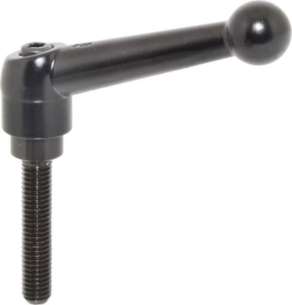 KIPP - M8 x 1.25, 18mm Hub Diam, Zinc Die Cast (Steel Components) Metric Threaded Stud Adjustable Clamping Lever - 40mm Stud Length, 73mm OAL, 45.5mm High - USA Tool & Supply