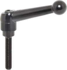 KIPP - M8 x 1.25, 18mm Hub Diam, Zinc Die Cast (Steel Components) Metric Threaded Stud Adjustable Clamping Lever - 40mm Stud Length, 73mm OAL, 45.5mm High - USA Tool & Supply