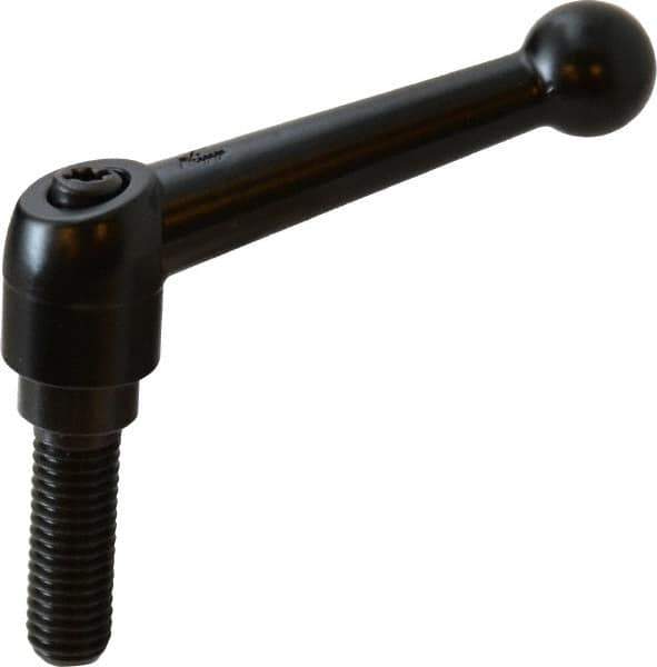 KIPP - M10 x 1.5, 18mm Hub Diam, Zinc Die Cast (Steel Components) Metric Threaded Stud Adjustable Clamping Lever - 30mm Stud Length, 73mm OAL, 45.5mm High - USA Tool & Supply