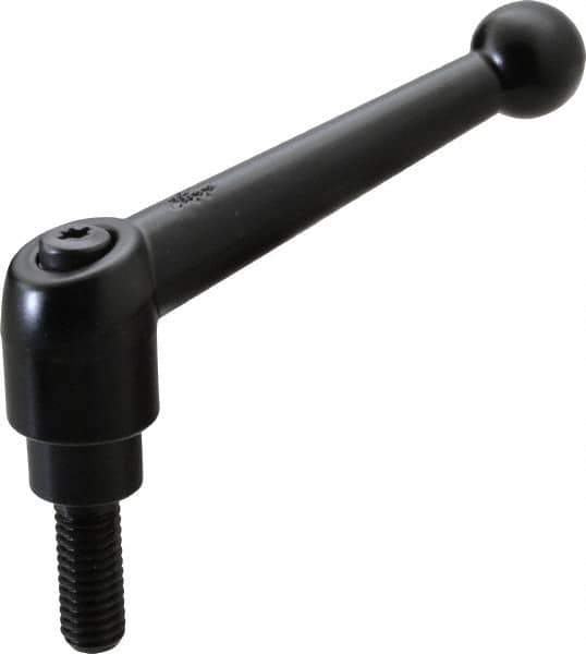 KIPP - 3/8-16, 0.83" Hub Diam, Zinc Die Cast (Steel Components) Threaded Stud Adjustable Clamping Lever - 0.98" Stud Length, 3.54" OAL, 2.26" High - USA Tool & Supply