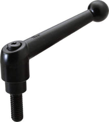 KIPP - 3/8-16, 0.83" Hub Diam, Zinc Die Cast (Steel Components) Threaded Stud Adjustable Clamping Lever - 0.98" Stud Length, 3.54" OAL, 2.26" High - USA Tool & Supply