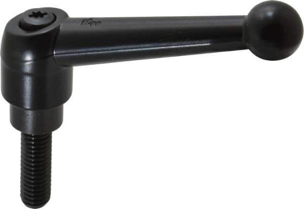 KIPP - 3/8-16, 0.83" Hub Diam, Zinc Die Cast (Steel Components) Threaded Stud Adjustable Clamping Lever - 1.18" Stud Length, 3.54" OAL, 2.26" High - USA Tool & Supply