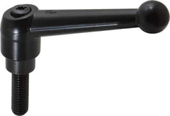 KIPP - 3/8-16, 0.83" Hub Diam, Zinc Die Cast (Steel Components) Threaded Stud Adjustable Clamping Lever - 1.18" Stud Length, 3.54" OAL, 2.26" High - USA Tool & Supply