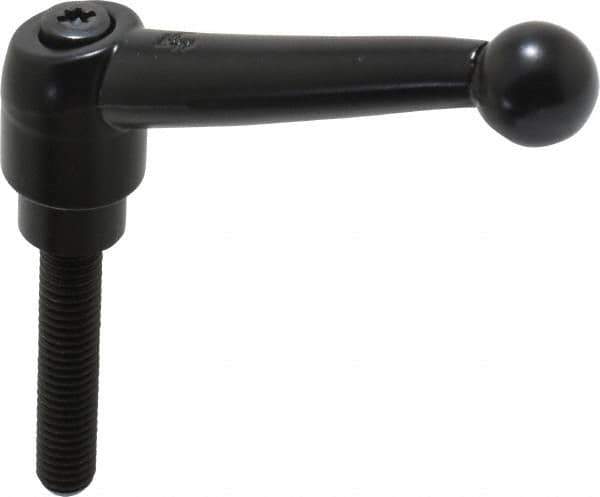 KIPP - 3/8-16, 0.83" Hub Diam, Zinc Die Cast (Steel Components) Threaded Stud Adjustable Clamping Lever - 1.97" Stud Length, 3.54" OAL, 2.26" High - USA Tool & Supply