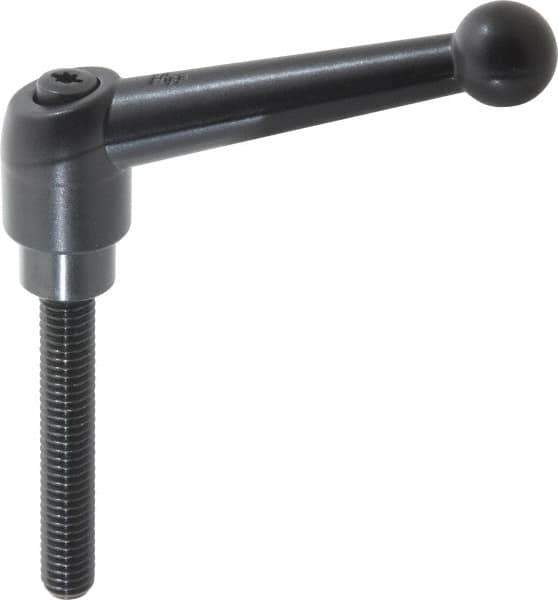 KIPP - 3/8-16, 0.83" Hub Diam, Zinc Die Cast (Steel Components) Threaded Stud Adjustable Clamping Lever - 2.36" Stud Length, 3.54" OAL, 2.26" High - USA Tool & Supply