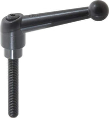 KIPP - 3/8-16, 0.83" Hub Diam, Zinc Die Cast (Steel Components) Threaded Stud Adjustable Clamping Lever - 2.36" Stud Length, 3.54" OAL, 2.26" High - USA Tool & Supply