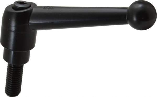 KIPP - M10 x 1.5, 21mm Hub Diam, Zinc Die Cast (Steel Components) Metric Threaded Stud Adjustable Clamping Lever - 25mm Stud Length, 90mm OAL, 57.5mm High - USA Tool & Supply