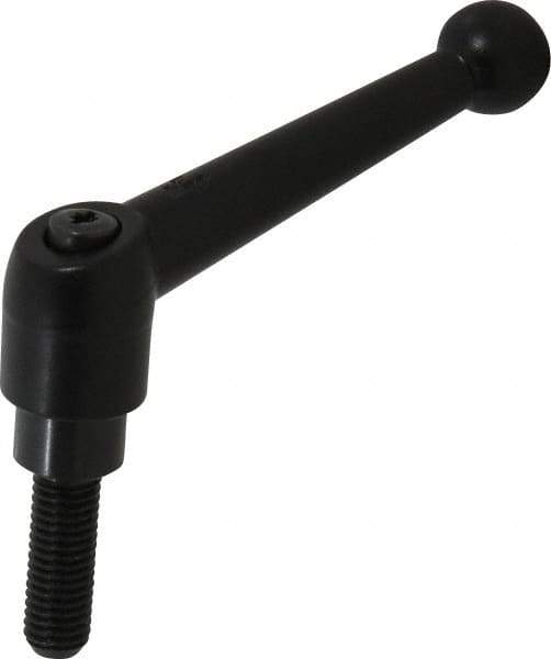 KIPP - M10 x 1.5, 21mm Hub Diam, Zinc Die Cast (Steel Components) Metric Threaded Stud Adjustable Clamping Lever - 30mm Stud Length, 90mm OAL, 57.5mm High - USA Tool & Supply