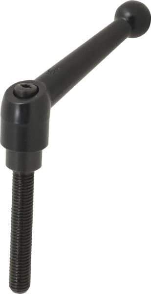 KIPP - M10 x 1.5, 21mm Hub Diam, Zinc Die Cast (Steel Components) Metric Threaded Stud Adjustable Clamping Lever - 60mm Stud Length, 90mm OAL, 57.5mm High - USA Tool & Supply