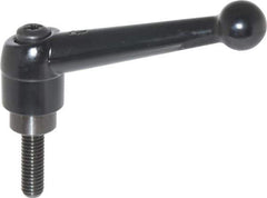 KIPP - 3/8-16, 0.98" Hub Diam, Zinc Die Cast (Steel Components) Threaded Stud Adjustable Clamping Lever - 1.18" Stud Length, 4-1/4" OAL, 2.64" High - USA Tool & Supply