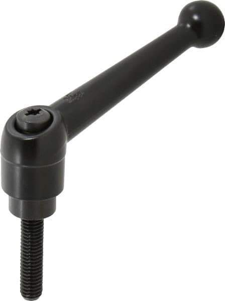 KIPP - 3/8-16, 0.98" Hub Diam, Zinc Die Cast (Steel Components) Threaded Stud Adjustable Clamping Lever - 1.57" Stud Length, 4-1/4" OAL, 2.64" High - USA Tool & Supply