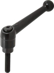 KIPP - 3/8-16, 0.98" Hub Diam, Zinc Die Cast (Steel Components) Threaded Stud Adjustable Clamping Lever - 1.57" Stud Length, 4-1/4" OAL, 2.64" High - USA Tool & Supply