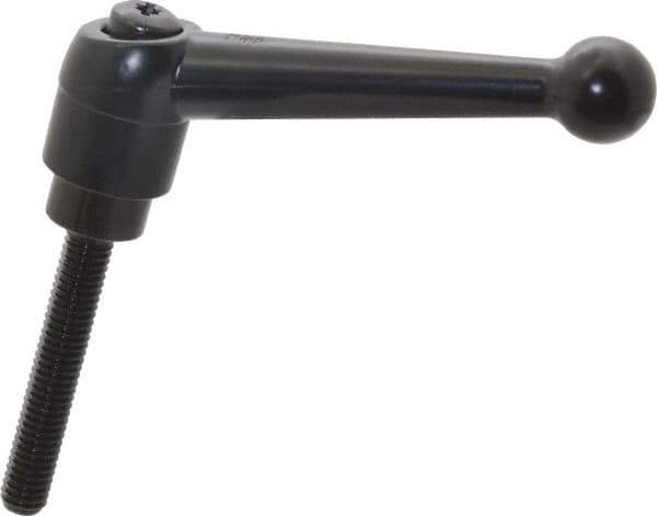KIPP - 3/8-16, 0.98" Hub Diam, Zinc Die Cast (Steel Components) Threaded Stud Adjustable Clamping Lever - 2.36" Stud Length, 4-1/4" OAL, 2.64" High - USA Tool & Supply
