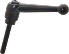 KIPP - 3/8-16, 0.98" Hub Diam, Zinc Die Cast (Steel Components) Threaded Stud Adjustable Clamping Lever - 2.36" Stud Length, 4-1/4" OAL, 2.64" High - USA Tool & Supply