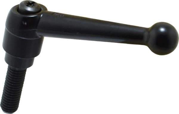 KIPP - 1/2-13, 0.98" Hub Diam, Zinc Die Cast (Steel Components) Threaded Stud Adjustable Clamping Lever - 1.57" Stud Length, 4-1/4" OAL, 2.64" High - USA Tool & Supply