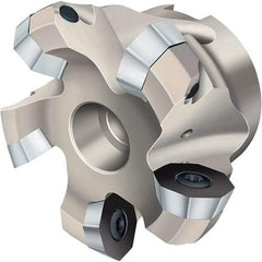 Walter - 125mm Cut Diam, 40mm Arbor Hole, 8mm Max Depth of Cut, Indexable Chamfer & Angle Face Mill - 7 Inserts, OD . . 0504 . . Insert, Right Hand Cut, 7 Flutes, Through Coolant, Series Xtra-tec - USA Tool & Supply