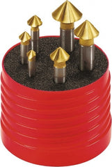 Walter-Titex - 6 Piece, 1/4 to 0.8071" Head Diam, 90° Included Angle, Single End Countersink Set - USA Tool & Supply