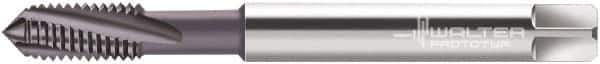 Walter-Prototyp - 1/4-28 UNJF 3 Flute 3B Modified Bottoming Spiral Flute Tap - Powdered Metal, AlCrN Finish, 80mm OAL, Right Hand Flute, Right Hand Thread, Series 2340663 - USA Tool & Supply