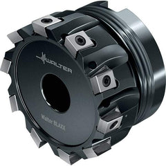 Walter - 7 Inserts, 63mm Cut Diam, 22mm Arbor Diam, 8mm Max Depth of Cut, Indexable Square-Shoulder Face Mill - 40mm High, LN.. 0904.. Insert Compatibility, Through Coolant, Series Blaxx - USA Tool & Supply