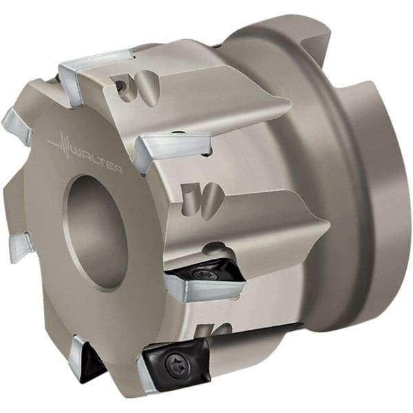 Walter - 7 Inserts, 50mm Cut Diam, 22mm Arbor Diam, 10mm Max Depth of Cut, Indexable Square-Shoulder Face Mill - 40mm High, AD.. 10T3.. Insert Compatibility, Through Coolant, Series Xtra-tec - USA Tool & Supply