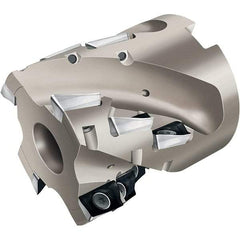 Walter - 9 Inserts, 2" Cut Diam, 3/4" Arbor Diam, 1.7" Max Depth of Cut, Indexable Square-Shoulder Face Mill - 2.362" High, AD.. 1606.. Insert Compatibility, Through Coolant, Series Xtra-tec - USA Tool & Supply