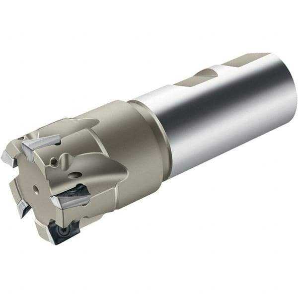 Walter - 10mm Cut Diam, 8mm Max Depth of Cut, 16mm Shank Diam, 80mm OAL, Indexable Square Shoulder End Mill - Multiple Insert Styles, Weldon Shank, 90° Lead Angle, Through Coolant, Series Xtra-tec - USA Tool & Supply