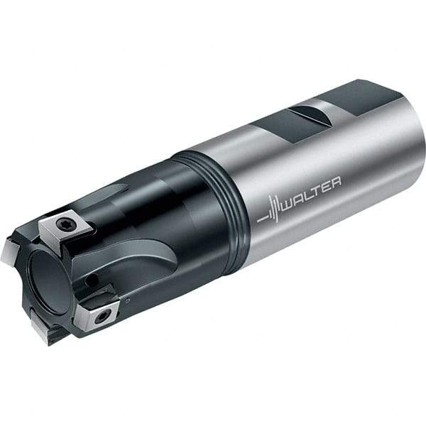Walter - 25mm Cut Diam, 8mm Max Depth of Cut, 25mm Shank Diam, 100mm OAL, Indexable Square Shoulder End Mill - Multiple Insert Styles, Weldon Shank, 90° Lead Angle, Through Coolant, Series Blaxx - USA Tool & Supply